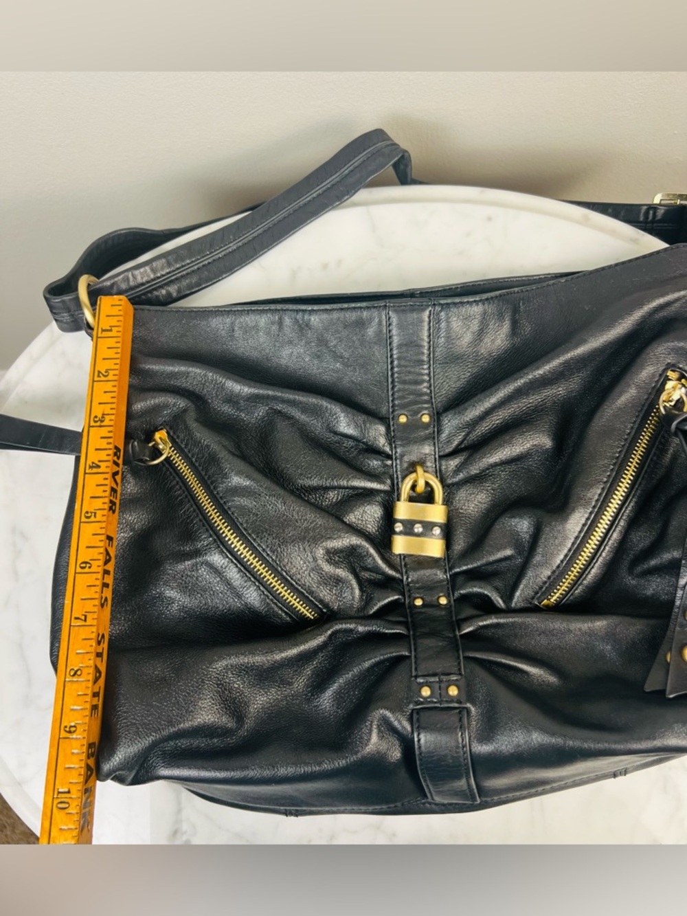 Steven by Steve Madden Black Leather Shoulder Bag – Hobo / Satchel Style - Picture 13 of 15